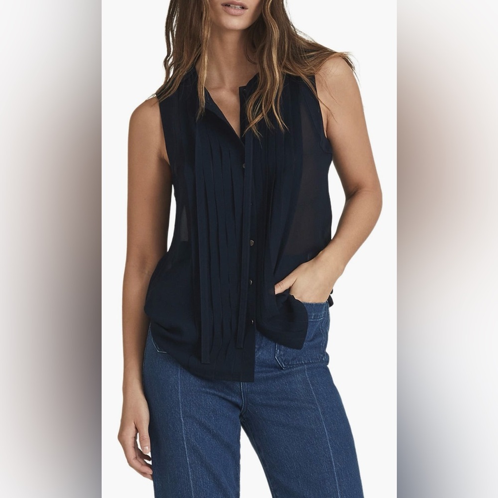 Reiss Isabelle pleaded shell navy top
